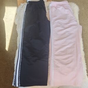 Two Pairs Women's PARACHUTE PANTS WITH LACE TRIM SZ L & XL